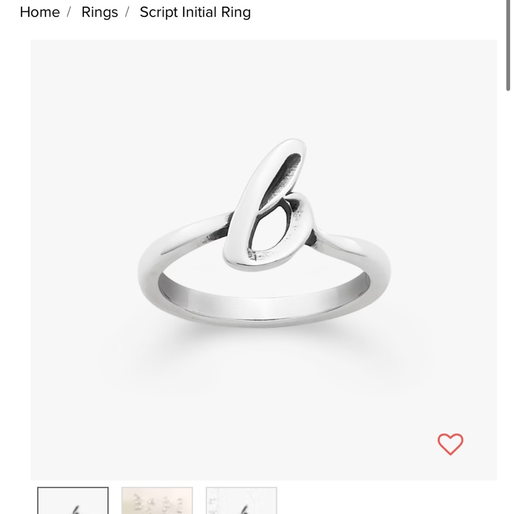James Avery B Script Initial Ring